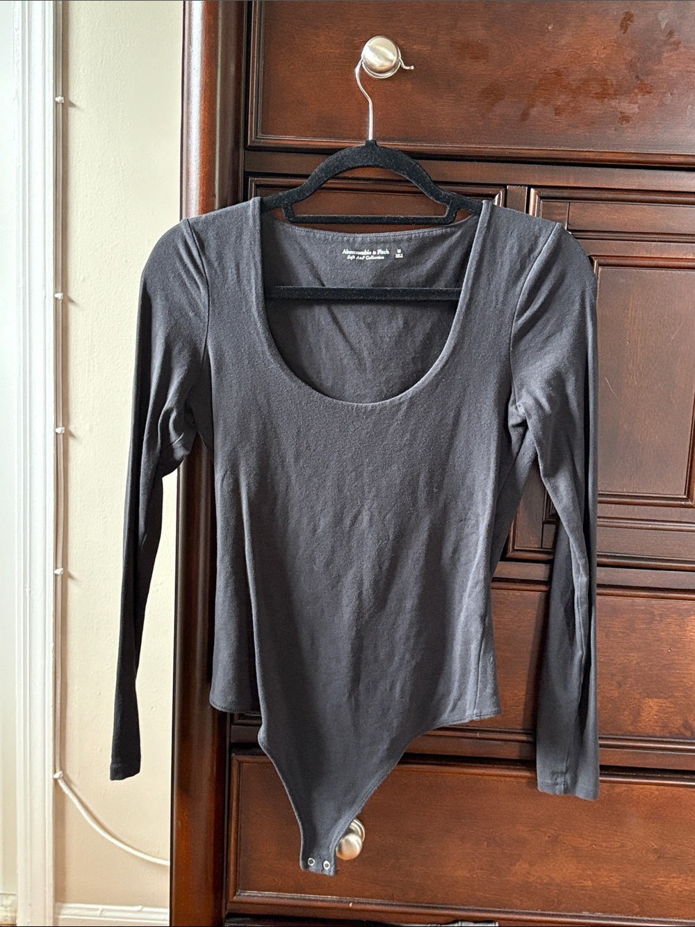 Abercrombie & Fitch Black Long Sleeve Scoop Neck Bodysuit